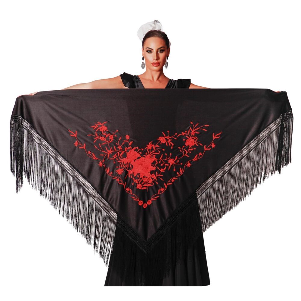 7291 Mantón Flamenco Grande. Medida 75x35cm Sin Contar Los Flecos